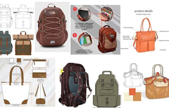 create bag design hand bag concept,purse and tech packs for your bag product