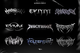 create dark chrome typography logo with metal, street urban