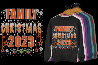 create designs for ugly christmas sweater and typography t shirt