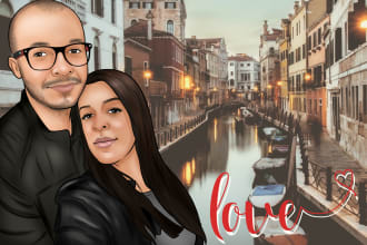 draw a beautiful couple portrait