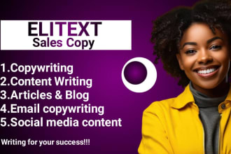 write a sales copy, landing page and web content copywriting