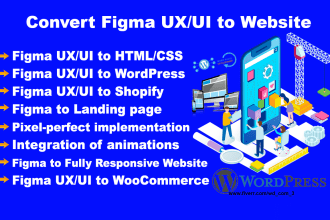 convert figma to wordpress using elementor or elementor pro, shopify website