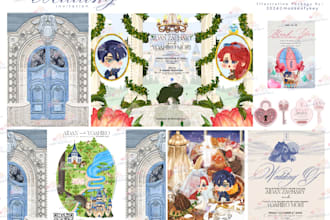 draw adorable greeting card or invitation card for you