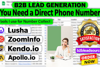 provide lead cell number, mobile number, direct phone number and lead generation
