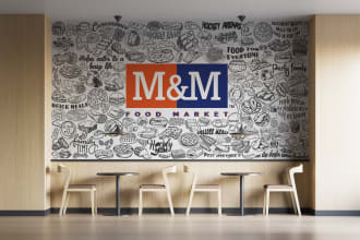 design food wall art, decal, mural, doodle for restaurant