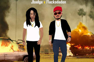design cartoon album cover, single cover art or mixtape