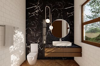 design bathroom interior in 3d and render