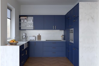 do 3d model and render of kitchen design