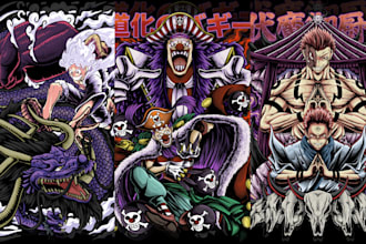 draw amazing anime t shirt design cortoon t shirt design