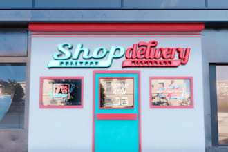 design 3d letter signage, shop front design