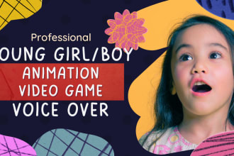 record a professional anime, video game child, teen voice over