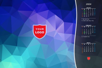 make a wallpaper with your logo and the 2024 calendar