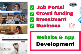 provide job portal, business website, investment, crowdfunding mobile app
