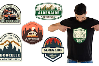 create  vintage badge retro outdoor design for t shirt