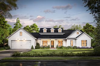do photorealistic architectural 3d rendering for house design exterior