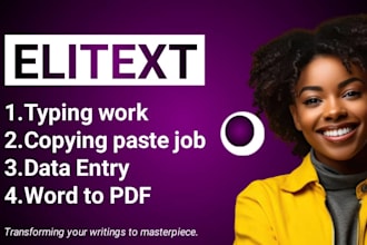 perform data entry, fast typing, word to PDF and retype