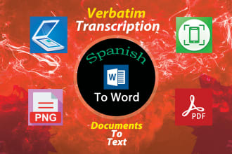transcribe PDF, scanned documents, images to word in spanish