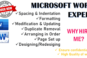 create, edit and format microsoft word document