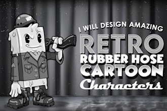 design retro vintage rubber hose cartoon characters