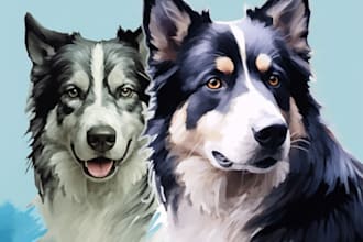 draw your cat, dog, or any pet into cartoon vector portrait