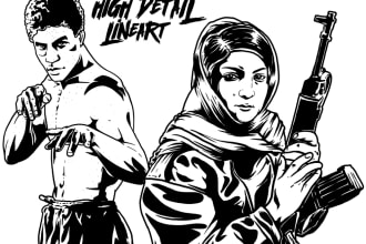 turn your photo into a stencil or clean line art style