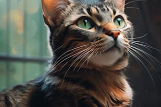 draw your pet, dog or cat, into vector cartoon portrait
