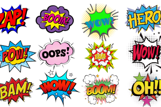 do comic, the 90s,80s, music, and pop art logo for your band