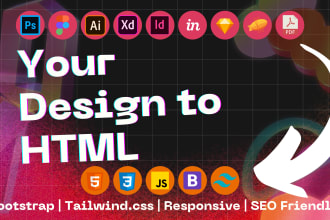 convert figma to HTML in 24 hours or give freee service