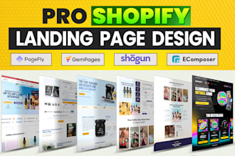 design shopify product page or shopify landing page using gempage, pagefly