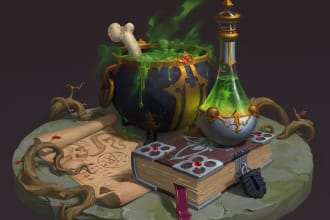 do fantasy prop illustration, item art and design