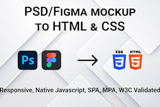 convert your PSD or figma website mockup to HTML and CSS