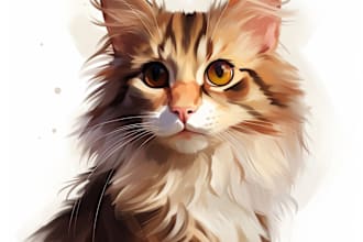create a cat or dog cartoon portrait or any pet portrait