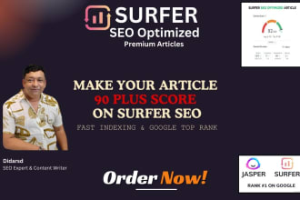 be your seo content writer and provide surfer optimize article with 90 up score