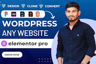 convert figma to wordpress  xd, PSD, HTML, to elementor pro