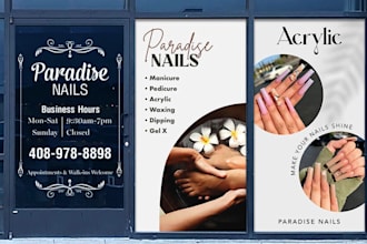 create modern decals for door, shopfront or storefront window graphics design