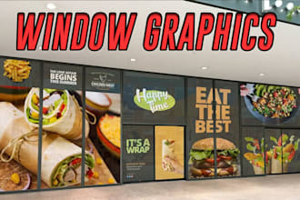 creative amazing window graphics shopfront, window sticker, signage design