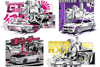 draw car illustration t shirt and automotive merchandise