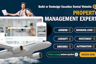 design a website and setup airbnb, lodgify, hostaway, vrbo, smoobu, expedia