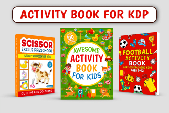 design custom kids activity book, puzzle book, workbook for kids for amazon KDP