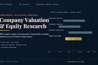 do company valuation, equity research and financial modeling