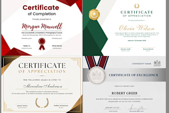 make custom certificate design, diploma or award certificate in 24 hrs