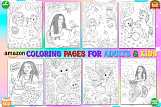 draw coloring book pages, lineart and illustration for kids and adults