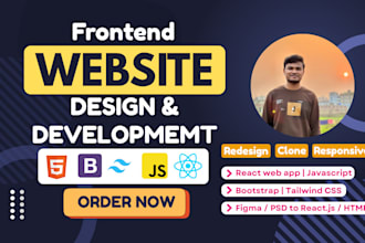 develop a responsive website for you as frontend web coder using react