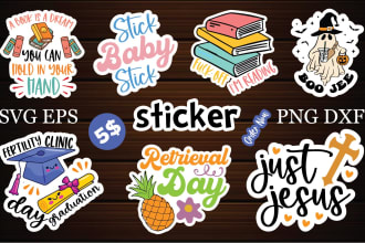 do unique eye catching typography sticker designs,svg bundle for your business