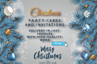 create unique christmas card party poster new year invitation flyer