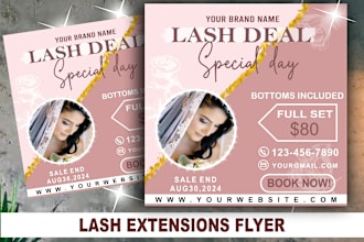 create nice extension lash extension and glitter flyer posts