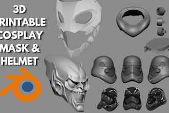 design wearable cosplay 3d mask 3d helmet and halloween costume for 3d printing
