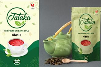 design standing pouch, mylar bag, or sachet packaging product label