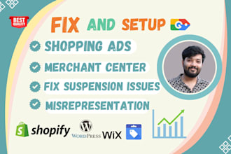 do shopping ads and fix merchant center suspension,misrepresentation issues