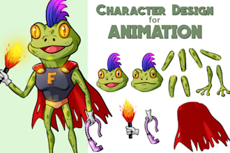 create vector cartoon character design for animation and game